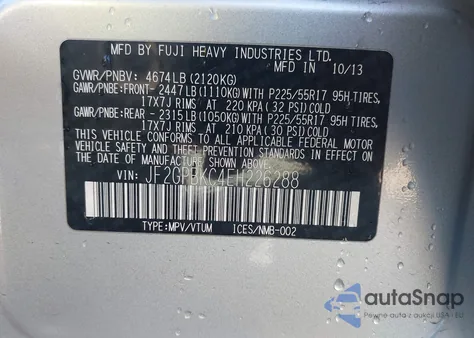 2014 Subaru Xv Crosstrek Hybrid 2.0I Touring из США, поврежденный, VIN JF2GPBKC4EH226288